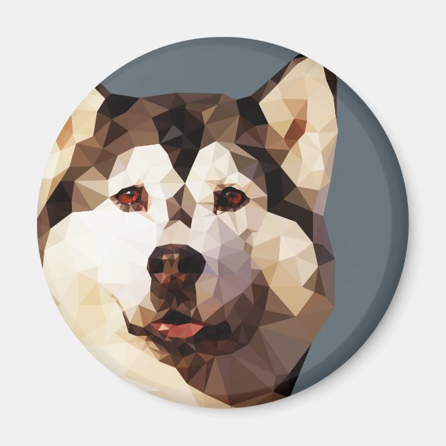 Aimant Sibérie Husky Low Poly Art (Devant)