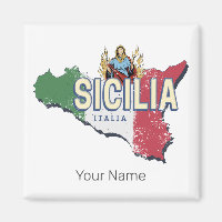 Sicile Drapeau Italie Carte Rétro Souvenir Vintage