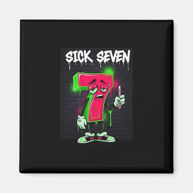 Aimant Sick Seven 67 Meme Halloween Costume Fun Retro Hum (Devant)