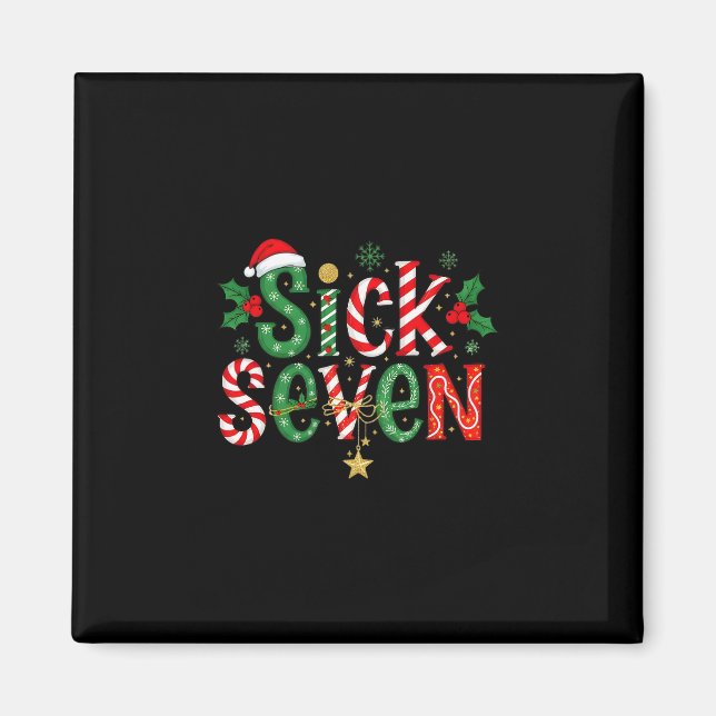 Aimant Sick Seven Mème Drôle 67 Six Sept Noël Drôle (Devant)