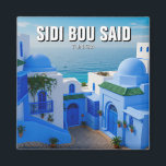 Aimant Sidi Bou Dit Que Tunisie Voyage<br><div class="desc">Sidi Bou Saïd est un village côtier pittoresque en Tunisie, réputé pour son architecture bleue et blanche saisissante, ses rues pavées et ses vues imprenables sur la mer Méditerranée. Située à seulement 20 kilomètres de la capitale Tunis, cette charmante ville est perchée sur une colline, offrant des vues panoramiques qui...</div>
