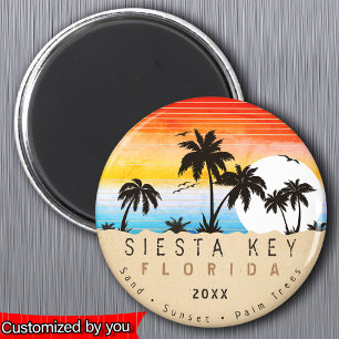 Aimant Siesta Key Florida Beach Retro Sunset Souvenir 80s