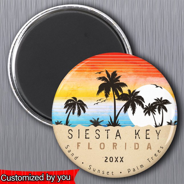 Aimant Siesta Key Florida Beach Retro Sunset Souvenir 80s (Créateur téléchargé)