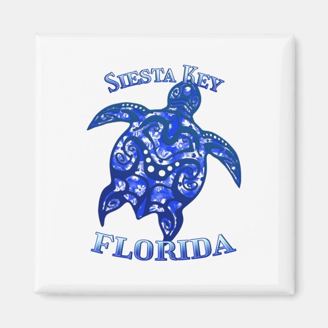 Aimant Siesta Key Florida Vacances Tortue tribale (Devant)