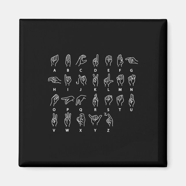 Aimant Sign Language Alphabet Deaf Mute Asl Deaf Awarenes (Devant)