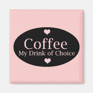 Aimant Signe de café en rose et noir