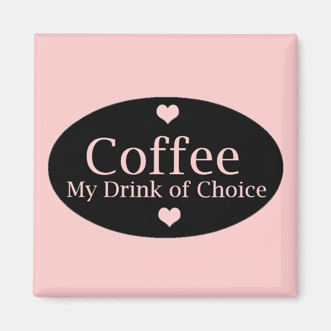 Aimant Signe de café en rose et noir (Devant)