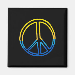 Aimant Signe de la paix aux couleurs de l'Ukraine jaune e