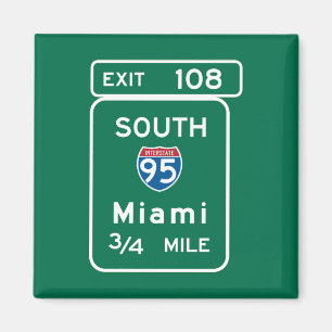 Aimant SIGNE DE LA ROUTE DE Miami, FL