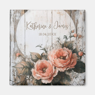 Aimant Signe de Mariage rustique avec des noms et une dat