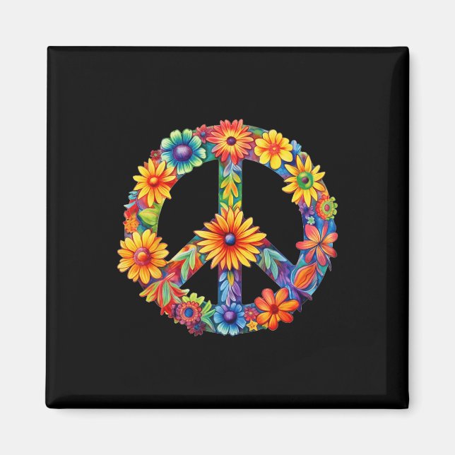 Aimant SIGNE DE PAIX AMOUR 60s les années 70 Super hippie (Devant)