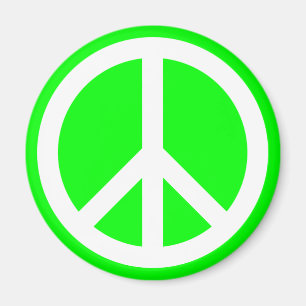 Aimant Signe de paix blanc sur fond vert citron