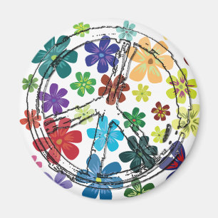 AIMANT SIGNE DE PAIX CLAIR AVEC DES FLEURS