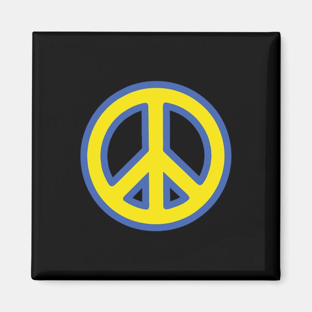 Aimant Signe de paix - Drapeau ukrainien bleu et jaune So (Devant)