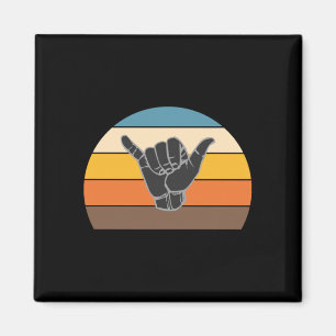 Aimant Signe de surf à la main rétro shaka - surfeur cool