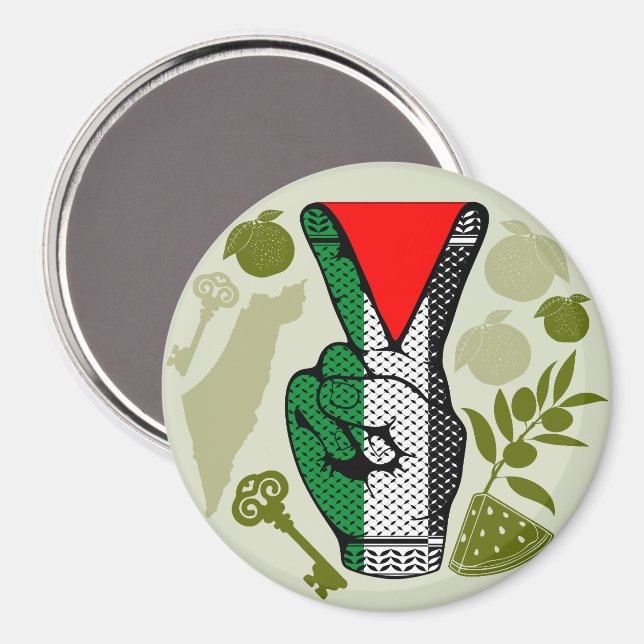 Aimant Signe de victoire à la main Résistance Symbole du  (Recto/Verso)