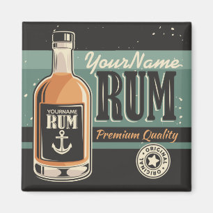 Aimant Signe rétro de bouteille de rhum de marin personna