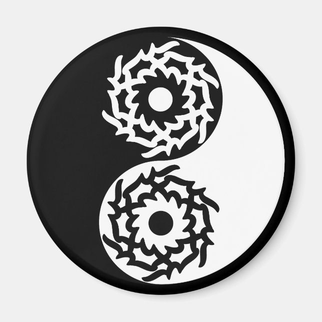 Aimant Signe yin et yang noir et blanc (Devant)