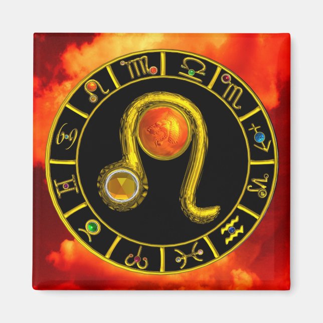 AIMANT SIGNES D'ANNIVERSAIRE LEO / ZODIAC (Devant)