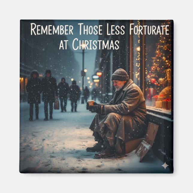 AIMANT SIGNIFICATION DE NOËL IMAGE PENSEZ AUX PAUVRES (Devant)