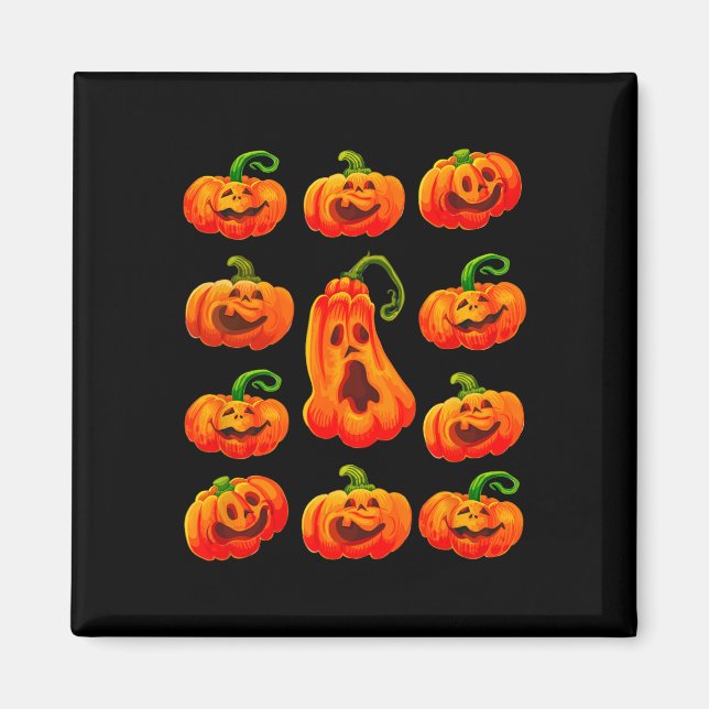 Aimant Silencieux Citrouille d'Halloween face Éffrayant J (Devant)