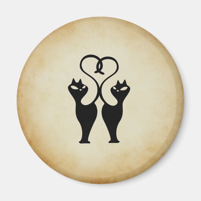 Aimant Silhouette à deux chats (Devant)