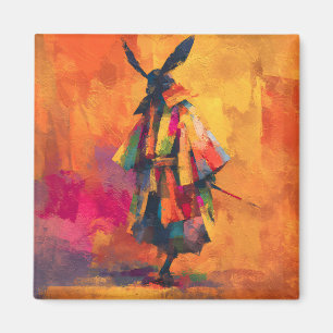 Aimant Silhouette Abstraite du guerrier de Samurai