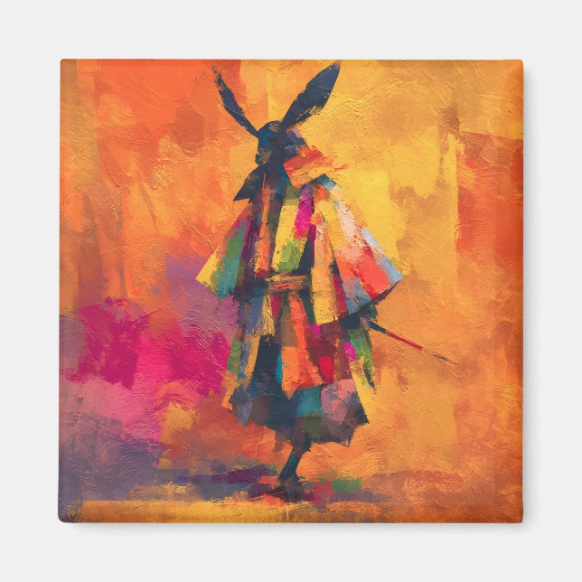 Aimant Silhouette Abstraite du guerrier de Samurai (Devant)