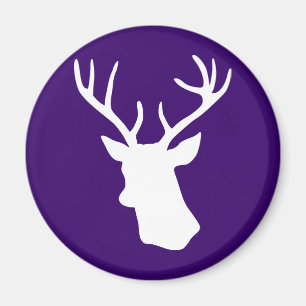 Aimant Silhouette blanche de tête de cerfs communs -