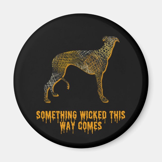 Aimant Silhouette Chien Greyhound Fun Halloween (Devant)