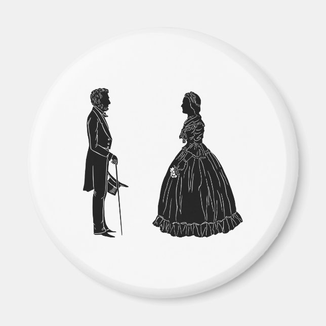 Aimant silhouette d'abraham lincoln mary todd lincoln (Devant)