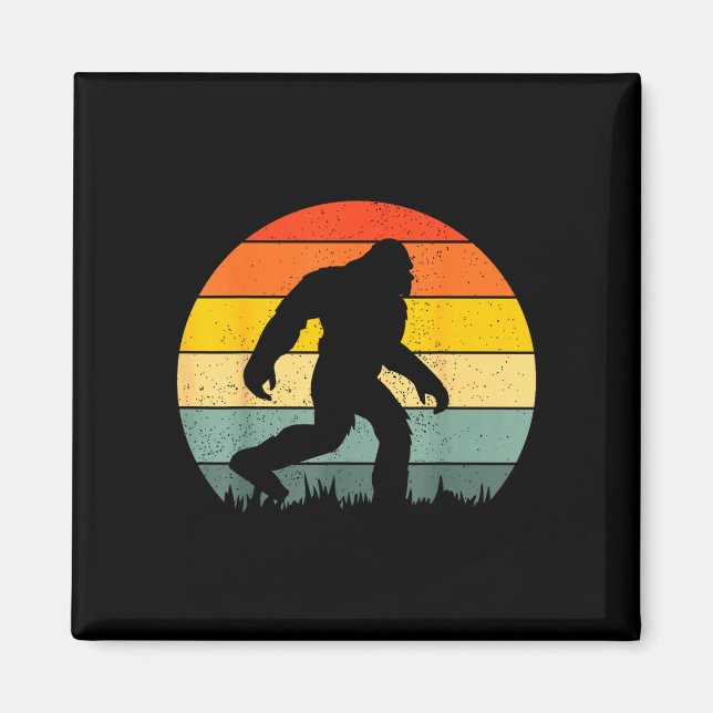 Aimant Silhouette de Bigfoot rétro coucher de soleil drôl (Devant)