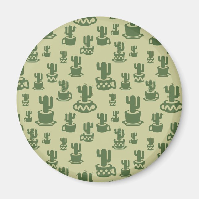 Aimant Silhouette de cactus succulent en tasses et pots (Devant)