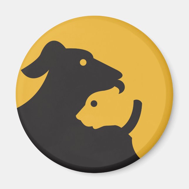 Aimant Silhouette de chat et de chien (Devant)