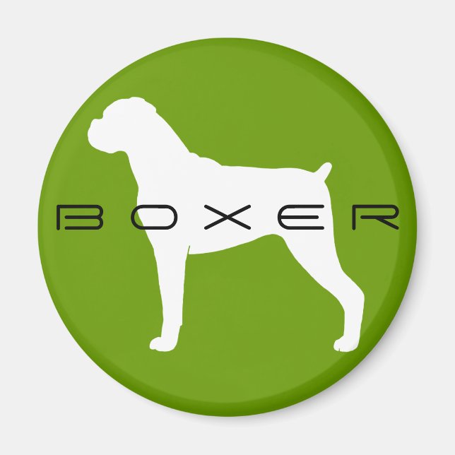 Aimant Silhouette de chien Boxer avec oreilles naturelles (Devant)