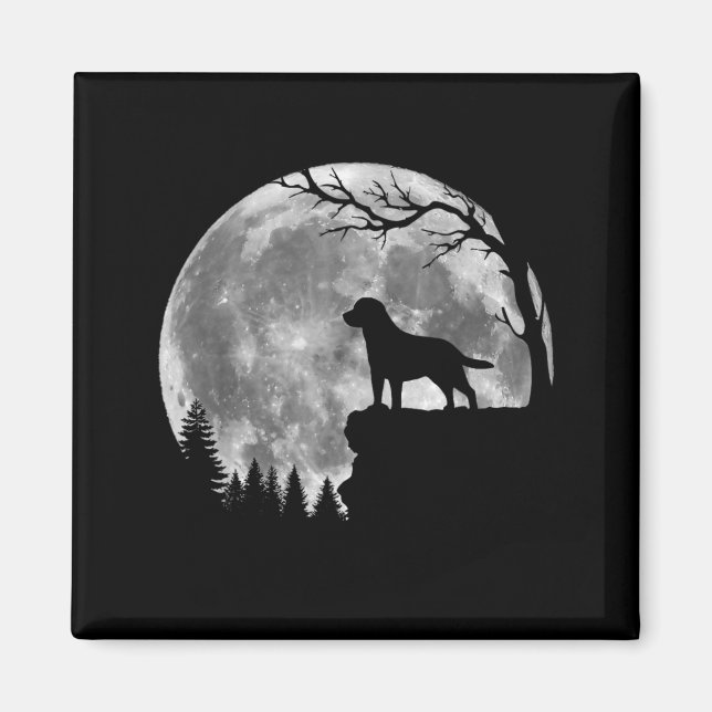 Aimant Silhouette de chien Labrador Retriever Lune Hallow (Devant)