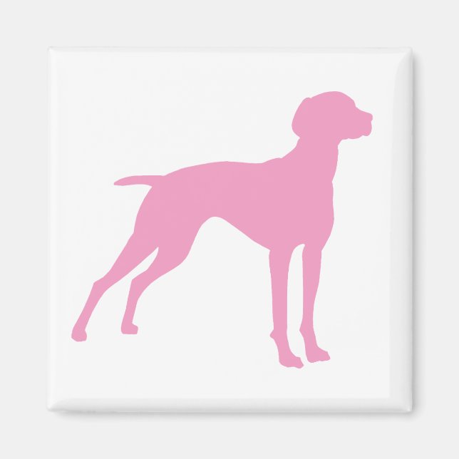 Aimant Silhouette de chien Vizsla (rose) (Devant)