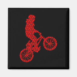 Aimant Silhouette de cycliste BMX Saint-Valentin coeurs a