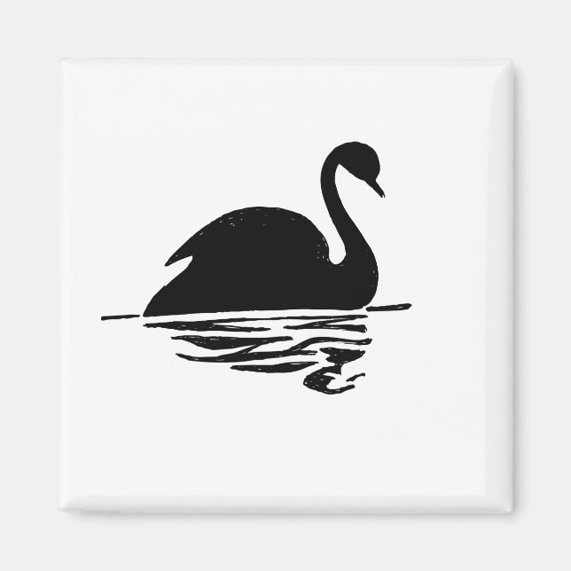 Aimant Silhouette de cygne noir (Devant)