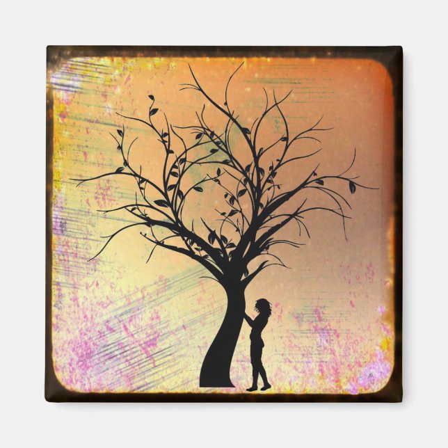 Aimant Silhouette de femme et d'arbre Megnat (Devant)