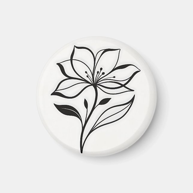 Aimant Silhouette de fleur de lys élégante (Devant)
