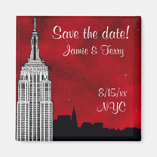 Aimant Silhouette de la skyline de NYC avec ESB Étoile ro (Devant)