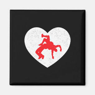 Aimant Silhouette de lutte Forme de cœur de la Saint-Vale