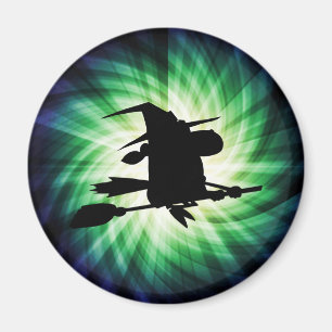 Aimant Silhouette de sorcière de Halloween ; Cool