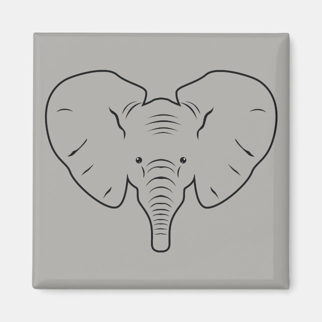 Aimant Silhouette de visage d'éléphant (Devant)
