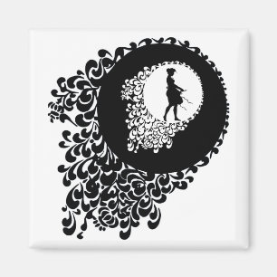 Aimant Silhouette Décorative Noire Et Blanc Fille