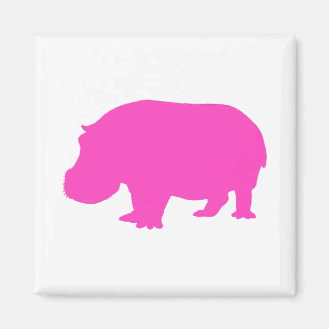Aimant Silhouette d'hippopotame rose joli (Devant)
