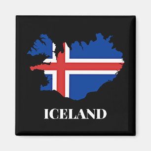 Aimant Silhouette d'Islande, drapeau,
