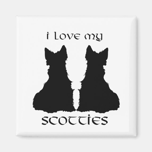 Aimant Silhouette J'adore Mes Scotties (Devant)