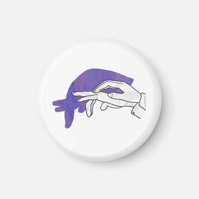 Aimant Silhouette main Anteater violet (Devant)